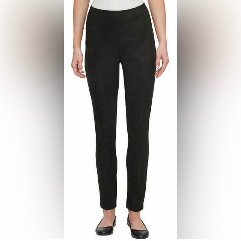 Andrew Marc Faux Suede High Waisted Ankle Pants, Black, Size M